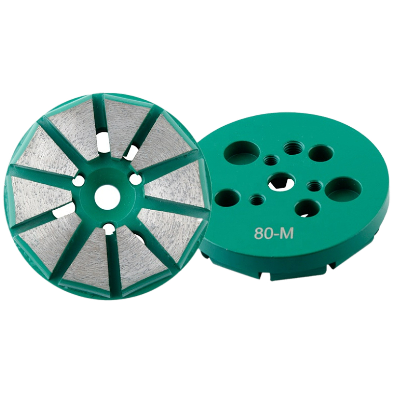 Disco diamantado de 3” y 10 segmentos para floor grinder, ideal para desbaste, preparación y pulido de concreto con alto rendimiento y larga durabilidad.